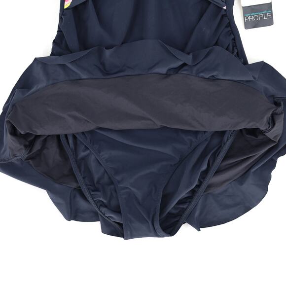 Profile By Gottex Women Floral Underwire Tummy Control Halter Swimdress Size 10 - Picture 5 of 6